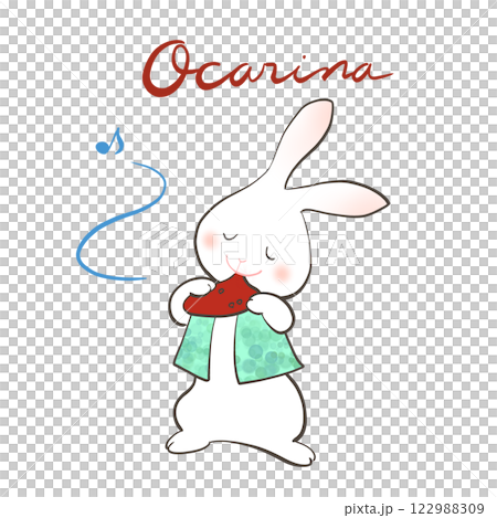 兔子高興地吹陶笛的插圖 兔子高興地吹陶笛的插圖 122988309