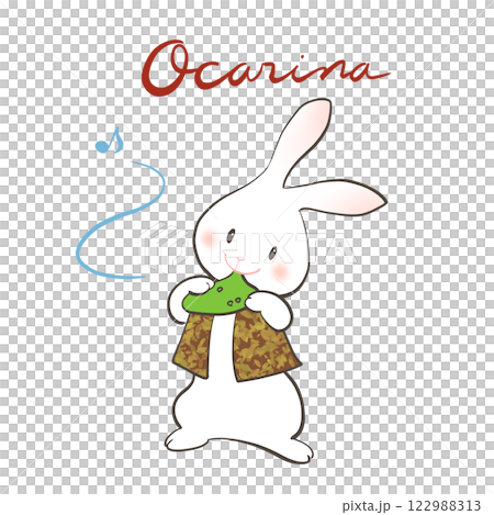 兔子高興地吹陶笛的插圖 兔子高興地吹陶笛的插圖 122988313