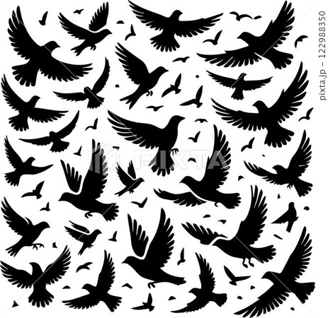 vector silhouettes of birds silhouettes, Flock of flying birds silhouette vector, Flying bird black silhouette vector set vector silhouettes of birds silhouettes, Flock of flying birds silhouette vector, Flying bird black silhouette vector set 122988350