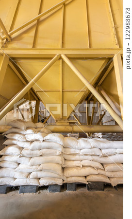 Interior of Poultry Feed Mill Plant, Thailand. 122988678