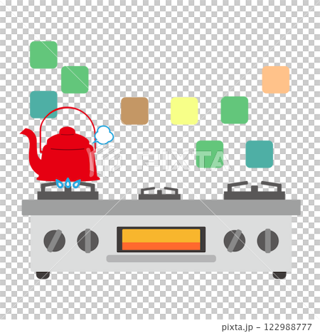 キッチンにあるコンロのシンプルなイラスト 122988777