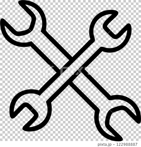 Wrench in outline icon style, Construction and repair theme. Wrench in outline icon style, Construction and repair theme. 122988887