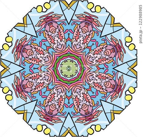 Colorful cute Mandalas. Decorative unusual round ornaments. 122988985
