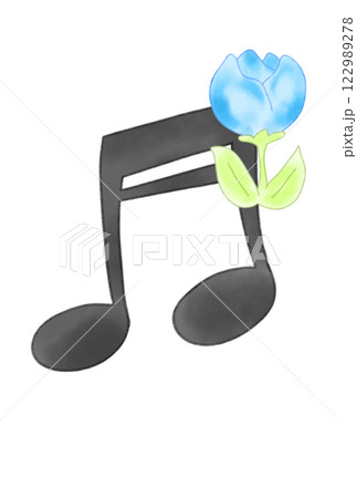 チューリップの付いた音符 チューリップの付いた音符 122989278