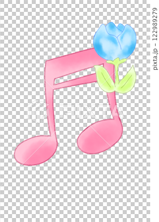 チューリップの付いた音符 チューリップの付いた音符 122989279