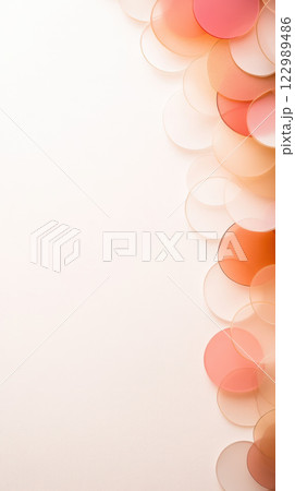 Translucent geometric circles in soft peach and pink tones on light background Translucent geometric circles in soft peach and pink tones on light background 122989486