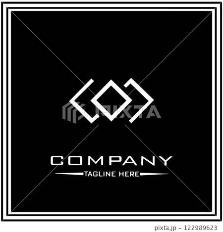 abstract logo design, black and white geometric technology icon 122989623