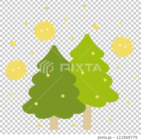 花粉散播的插圖、杉樹和杉花粉09 122989778