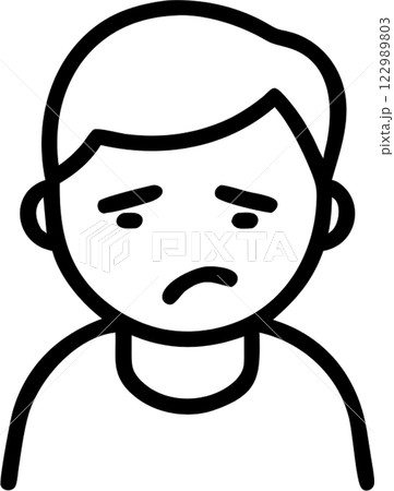 Bored face man in outline icon style, emotions and expressions theme. 122989803