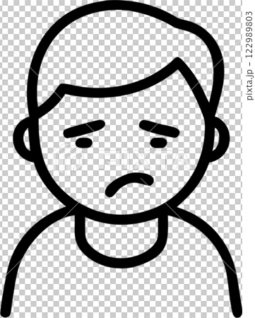 Bored face man in outline icon style, emotions and expressions theme. 122989803