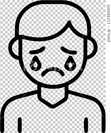 Crying face man in outline icon style, emotions and expressions theme. 122989805