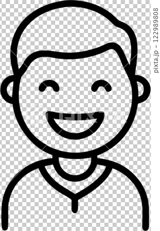 Smiling face man in outline icon style, emotions and expressions theme. Smiling face man in outline icon style, emotions and expressions theme. 122989808