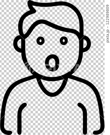 Surprised face man in outline icon style, emotions and expressions theme. 122989809