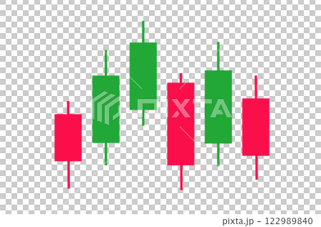 蠟燭圖圖像圖示：綠色看漲蠟燭和紅色看跌蠟燭 122989840