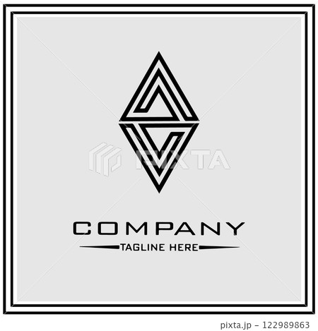 abstract logo design, black and white geometric technology icon 122989863