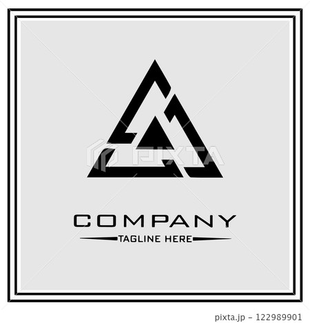 abstract logo design, black and white geometric technology icon abstract logo design, black and white geometric technology icon 122989901