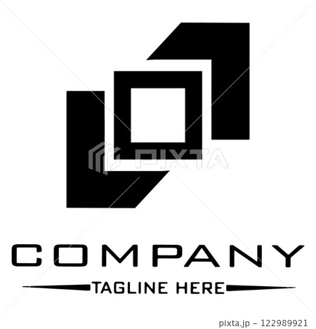 abstract logo design, black and white geometric technology icon 122989921