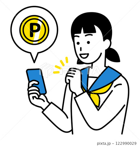 スマートフォンでポイ活をする女子学生 122990029