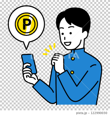 一名男學生使用智慧型手機賺取積分 122990030