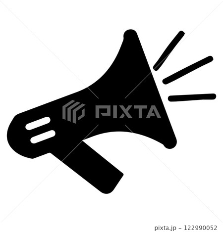 Megaphone loudspeaker glyph icon. Clipart image isolated on white background Megaphone loudspeaker glyph icon. Clipart image isolated on white background 122990052