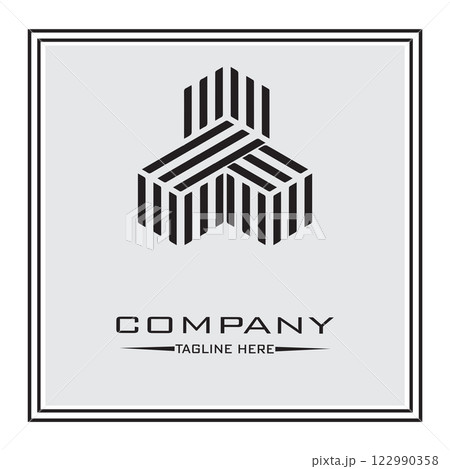 abstract logo design, black and white geometric technology icon 122990358