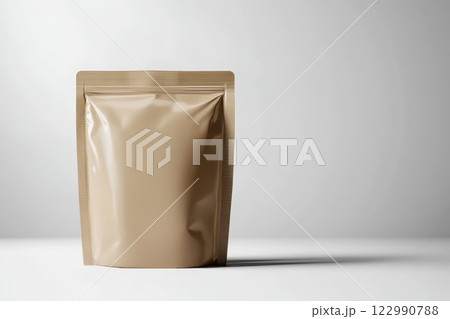 A brown paper bag with a zipper A brown paper bag with a zipper 122990788
