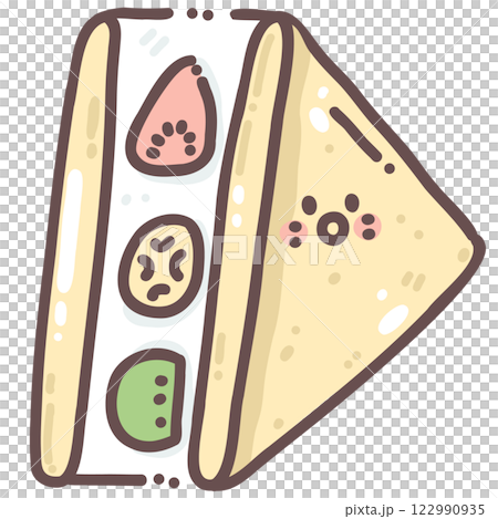 Japanese Fruit Sando (Fruit Sandwich) doodle cartoon hand drawing 122990935