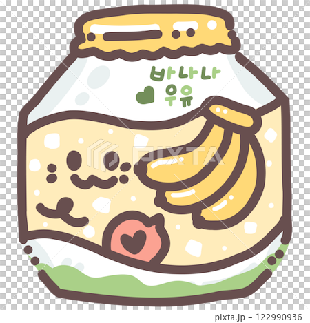 Banana milk doodle cartoon hand drawing 122990936