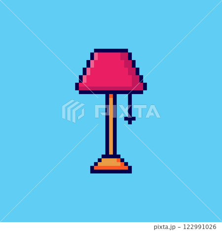 Pixel art Floor Lamp game asset design 122991026