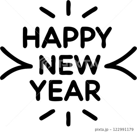 Happy new year in outline icon style, events and Festivals theme. 122991179