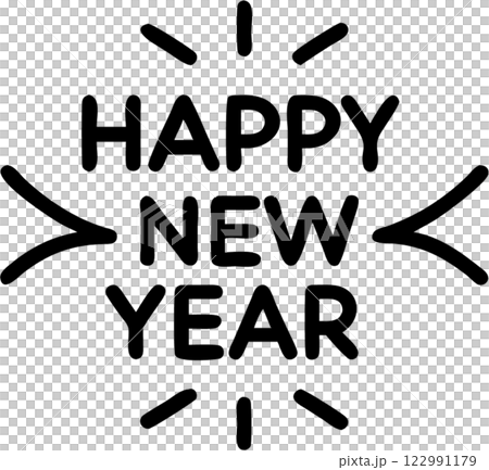 Happy new year in outline icon style, events and Festivals theme. 122991179