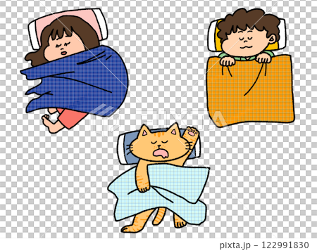 お昼寝をする子どもとねこ　セット 122991830