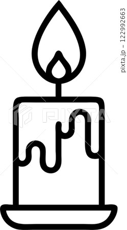 Candle flame in outline icon style, halloween theme. 122992663