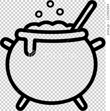 Cauldron in outline icon style, halloween theme. 122992664