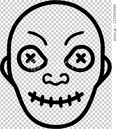 Creepy face in outline icon style, halloween theme. Creepy face in outline icon style, halloween theme. 122992666