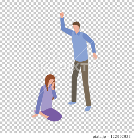 女性に対し手を上げる男性 122992922