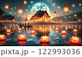 ヴェーサック祭の夜の寺院儀式 122993036