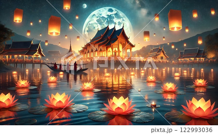 ヴェーサック祭の夜の寺院儀式 ヴェーサック祭の夜の寺院儀式 122993036