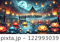 ヴェーサック祭の寺院の映り込み 122993039