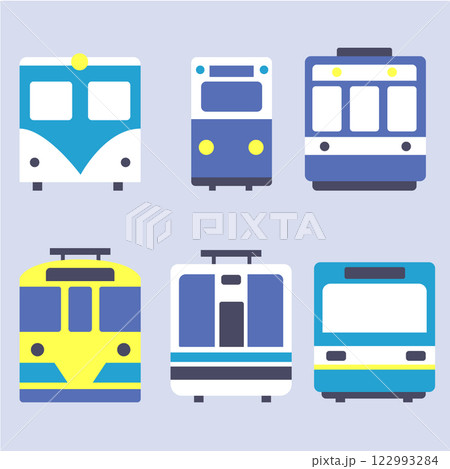 正面から見た北欧カラーの電車のイラスト 正面から見た北欧カラーの電車のイラスト 122993284