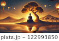 山々に囲まれた神秘的なヴェーサック祭り 122993850
