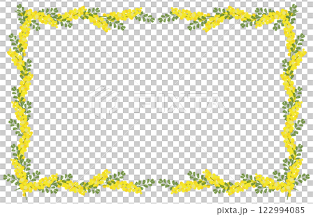 連續含羞草花的水平框架，大花版 122994085