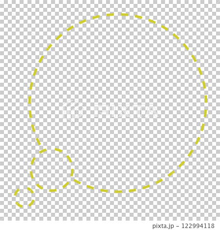 シンプルな破線の丸い思考フキダシ(線画のみ・黄色) シンプルな破線の丸い思考フキダシ(線画のみ・黄色) 122994118