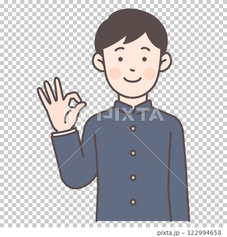 OKサインを出す男子学生_学ラン2 OKサインを出す男子学生_学ラン2 122994658