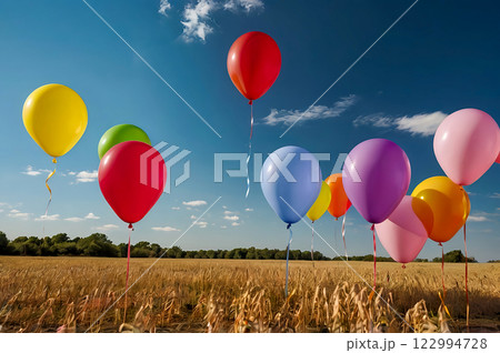 colorful balloons in the field colorful balloons in the field 122994728
