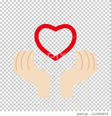 赤いハートを守る手 赤いハートを守る手 122994879