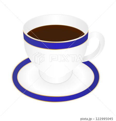コーヒーの入ったカップのイラスト コーヒーの入ったカップのイラスト 122995045