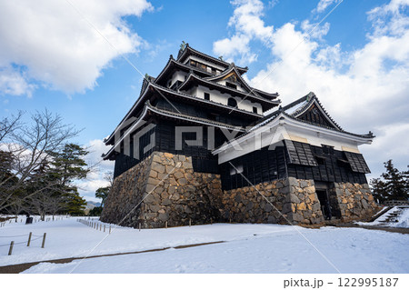 雪に覆われた国宝松江城天守 雪に覆われた国宝松江城天守 122995187