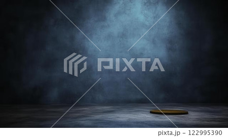 Minimalist Stage with Cyan Background and Round Platform Minimalist Stage with Cyan Background and Round Platform 122995390