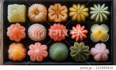 【和菓子】色とりどりの練りきり 122995616